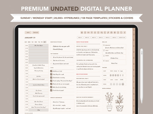 Undated Digital Planner - Brown Theme