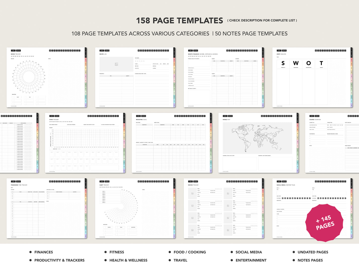 Undated Digital Planner - Color Theme