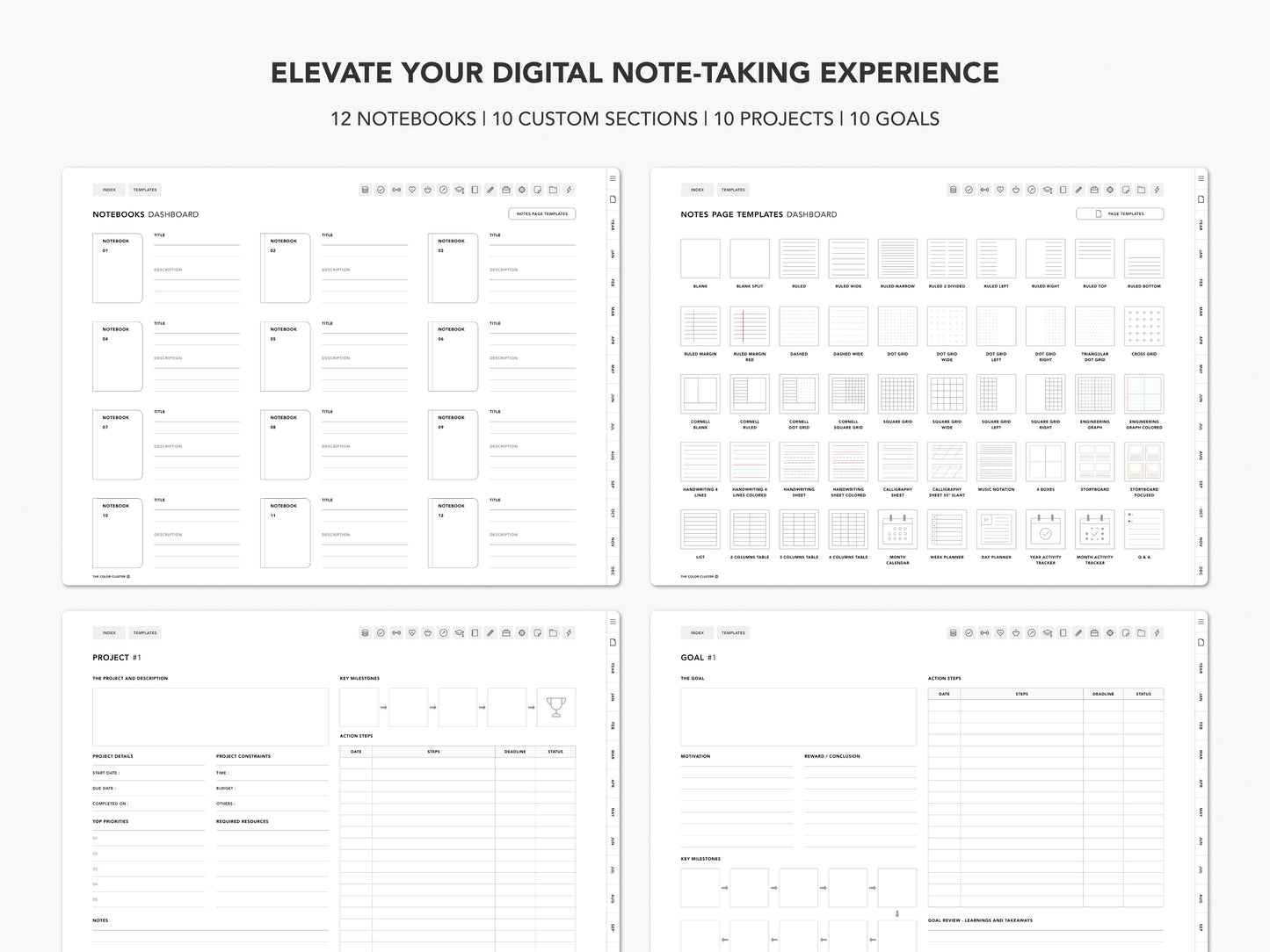 Undated Digital Planner - Light Theme